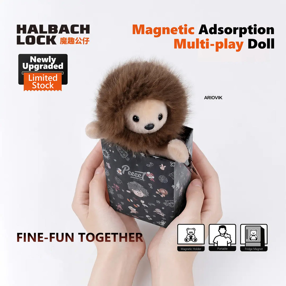 Magnetic ARIOVIK Lion Series Phone Holder, HALBACHLOCK Plush Doll, Cute Healing Gift Zilvex