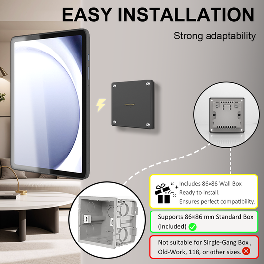 For Samsung Galaxy Tab A9+ 11 inch Stand, Wall Mount A9 Plus Tablet Stand 18W Fast Charging Magnetic Wireless Rotatable Design Zilvex