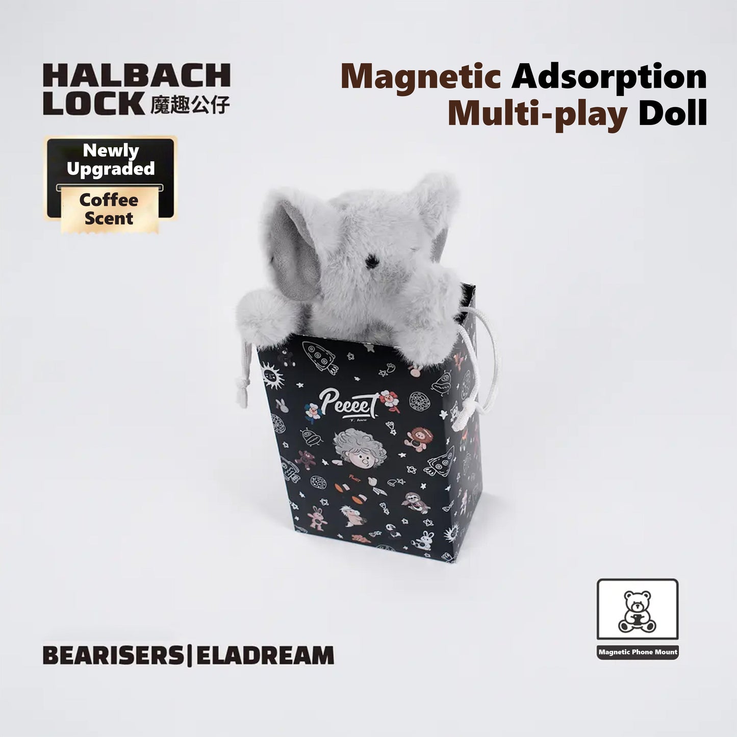 ELADREAM Magnetic Plush Phone Stand with HALBACHLOCK Technology – Cute Desk Phone Holder & Christmas Gift Zilvex