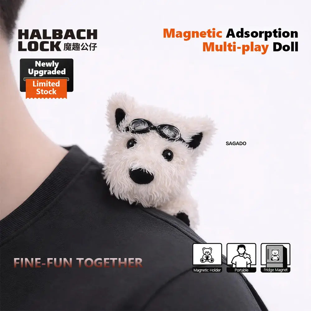SAGADO Plush Mini Magnetic Phone Stand with HALBACHLOCK Strong Magnetic Hold – Cute Healing Desk Gift & Portable Phone Holder