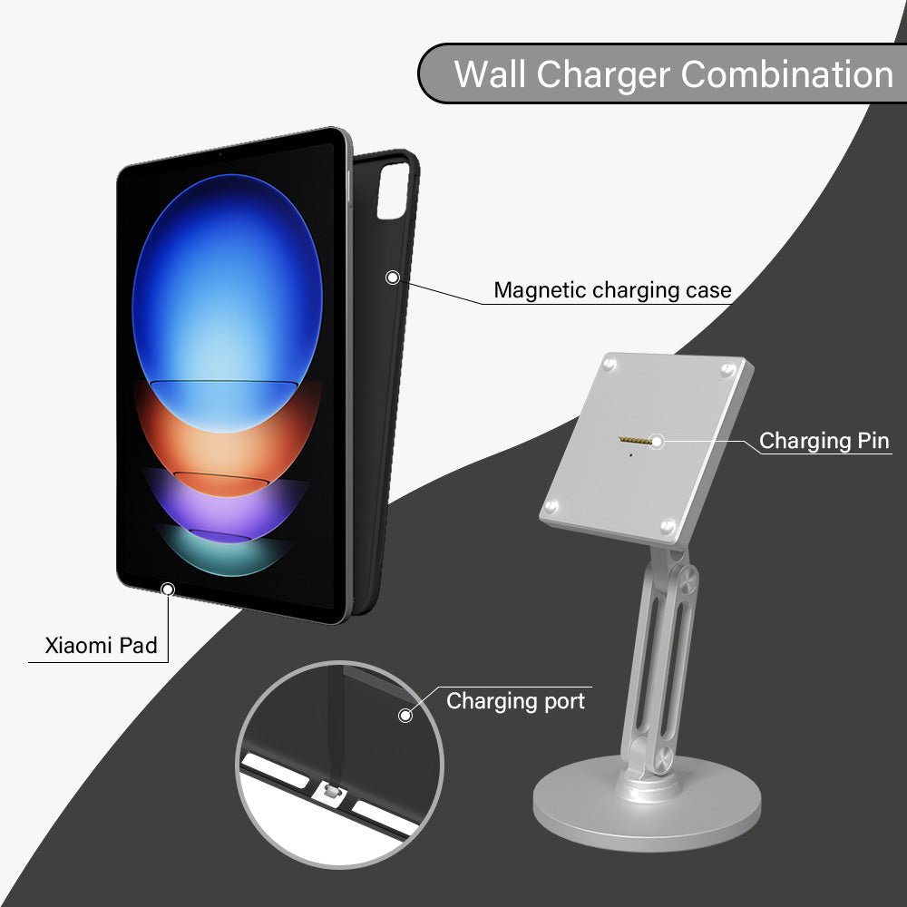 Tablet Holder with Magnetic Charging Case for Xiaomi Pad, 15-18W Fast Charger and Multi-Angle Adjustment Zilvex
