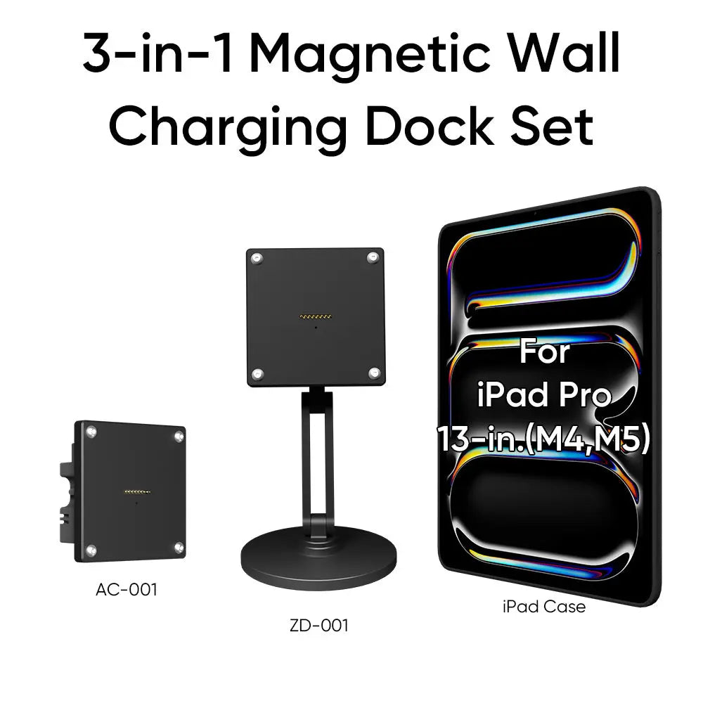Magnetic Charging Dock Kit for iPad丨Wall Mount AC+Desk Stand+Case(iPad/Mini/Air/Pro)