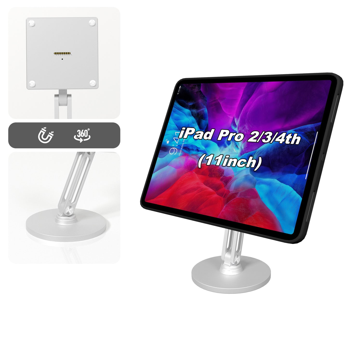 Tablet Holder with Magnetic Charging Case for iPad, 15-18W Fast Charger and Multi-Angle Adjustment 我的商店 ipad pro2/3/4 11in