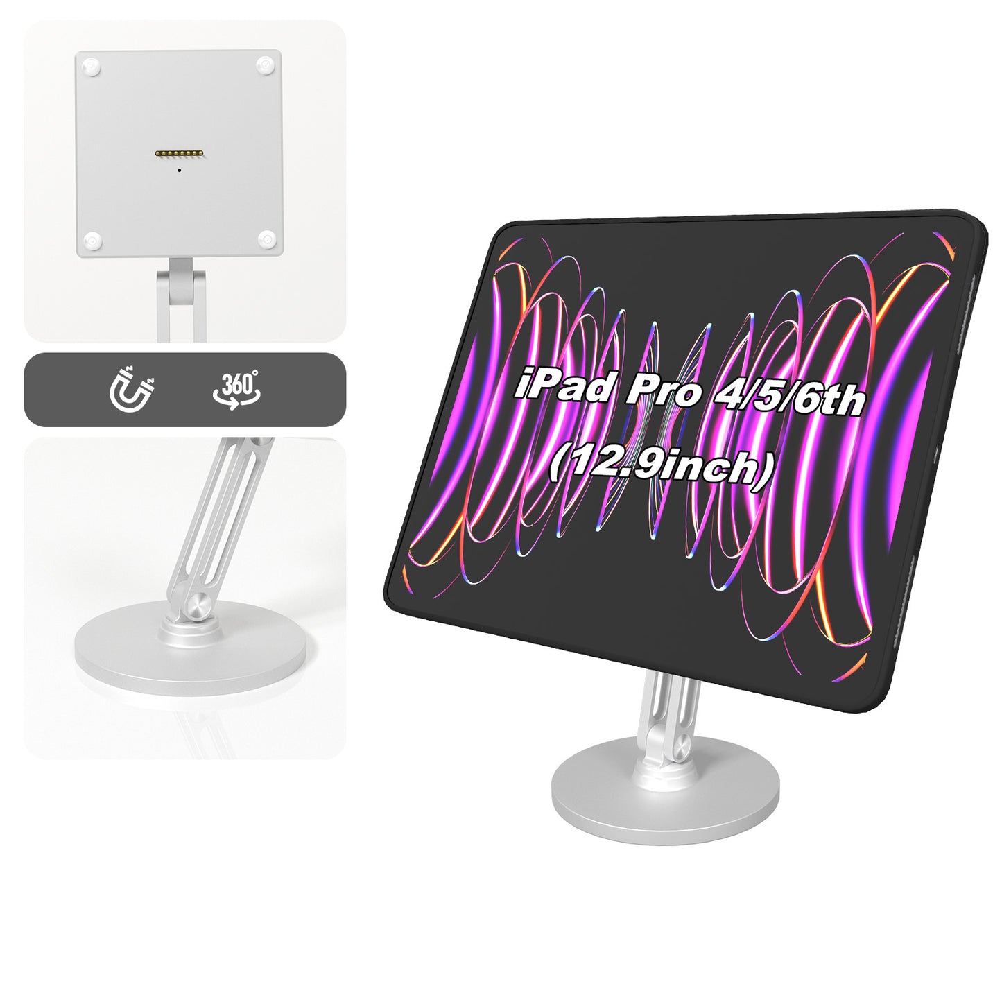 Tablet Holder with Magnetic Charging Case for iPad, 15-18W Fast Charger and Multi-Angle Adjustment 我的商店 ipad pro 12.9in