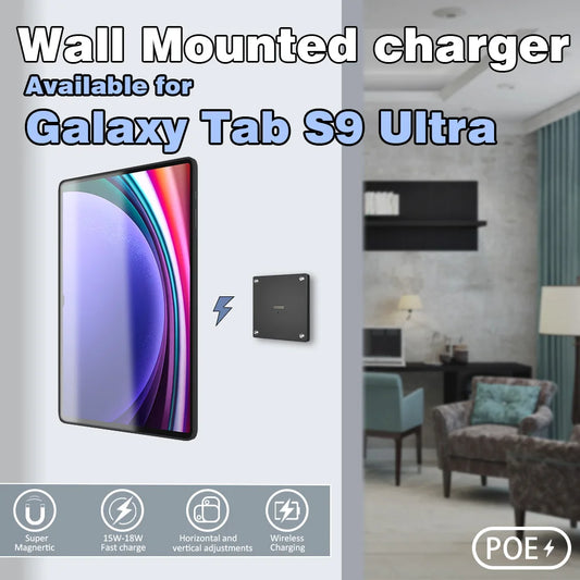 POE Tablet holder for Samsung Galaxy Tab S9 Ultral 14.6 wall charging station Magnetic wireless charging Smart Switch Zilvex