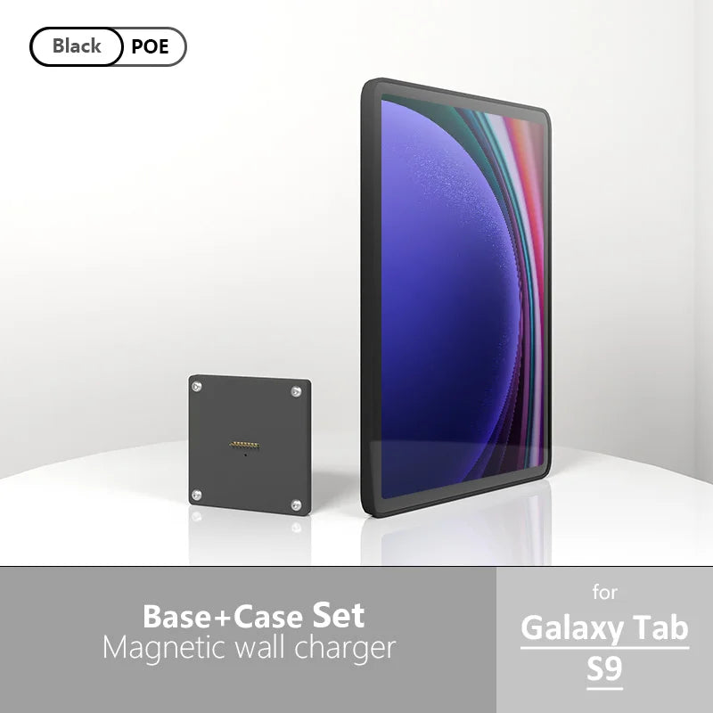 POE Wall Mount Charger for Samsung Galaxy Tab A9 | A9+ S9 Magnetic Stand, 18W Fast Wireless Charging Dock, Smart Home/Office