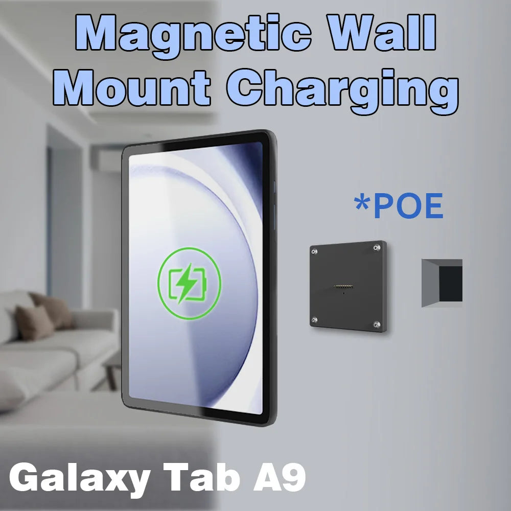 POE Wall Mount Charger for Samsung Galaxy Tab A9 | A9+ S9 Magnetic Stand, 18W Fast Wireless Charging Dock, Smart Home/Office