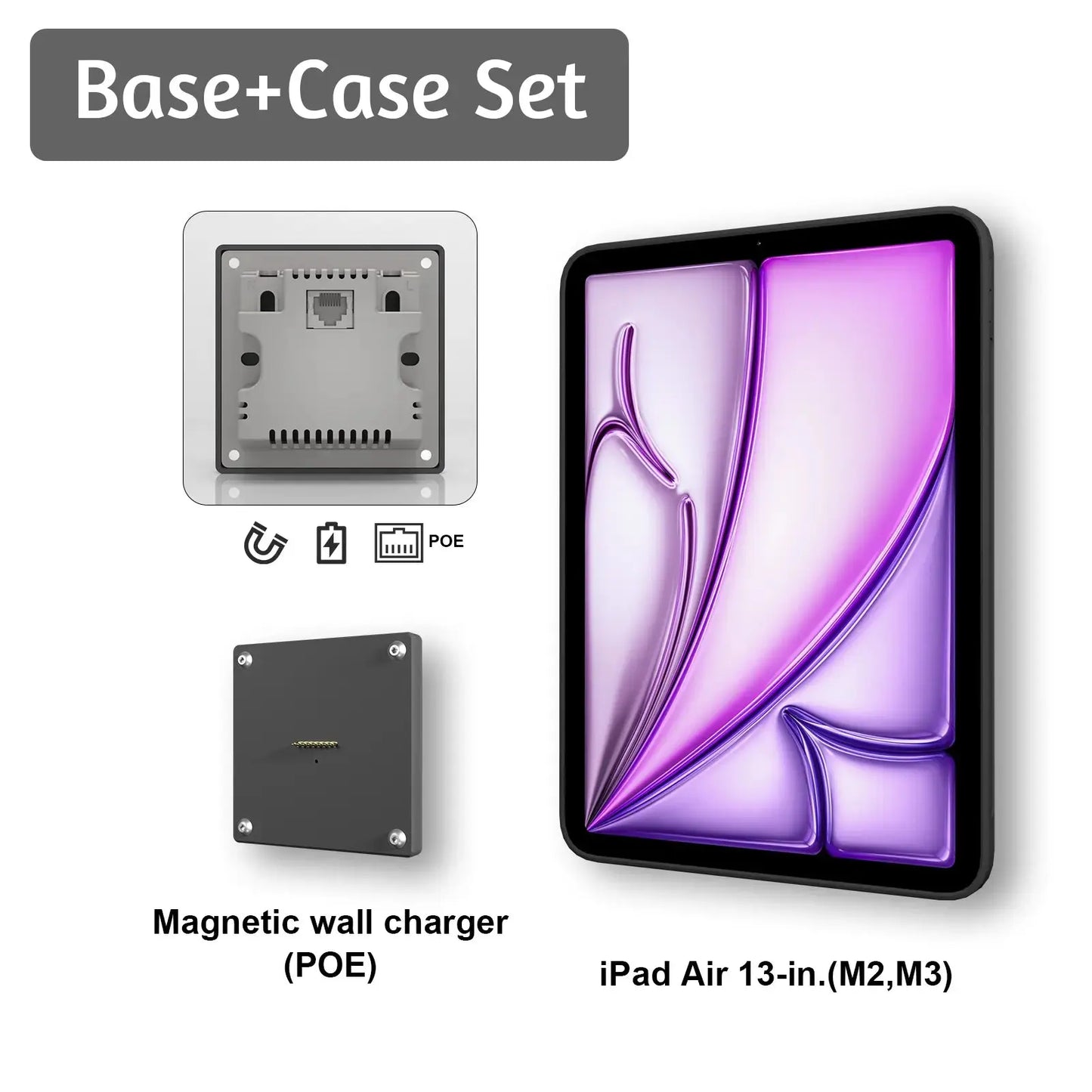 POE Zilvex Magnetic Wall Mount with Charging Case for iPad Air 13-in.(M3) Upgraded 18W Quick Charge Strong Magnets 360 Rotation 13inch Zilvex