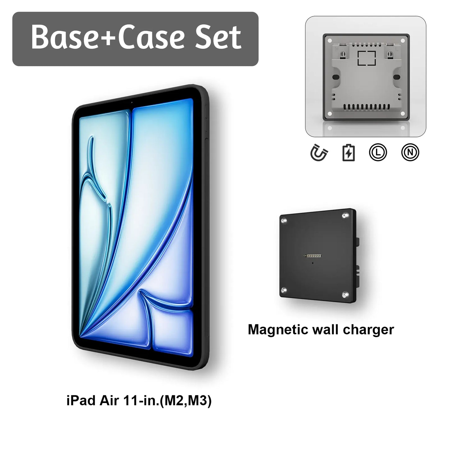 Zilvex Magnetic Wall Mount with Charging Case for iPad Upgraded 18W Quick Charge Strong Magnets 360 Rotation in-Wall