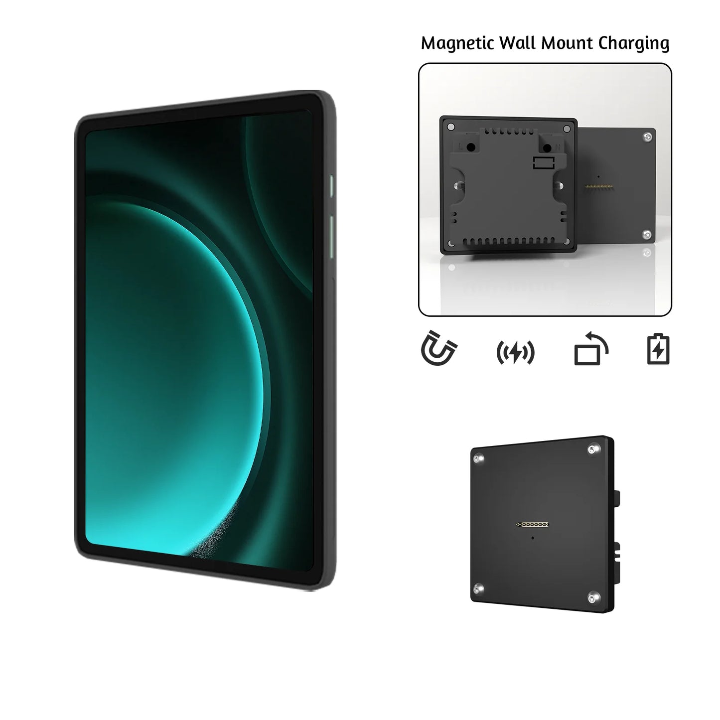 Tablet holder for Samsung Galaxy Tab S9 FE Plus 12.4 in wall charging station smart home Magnetic wireless charging ipad holder Zilvex