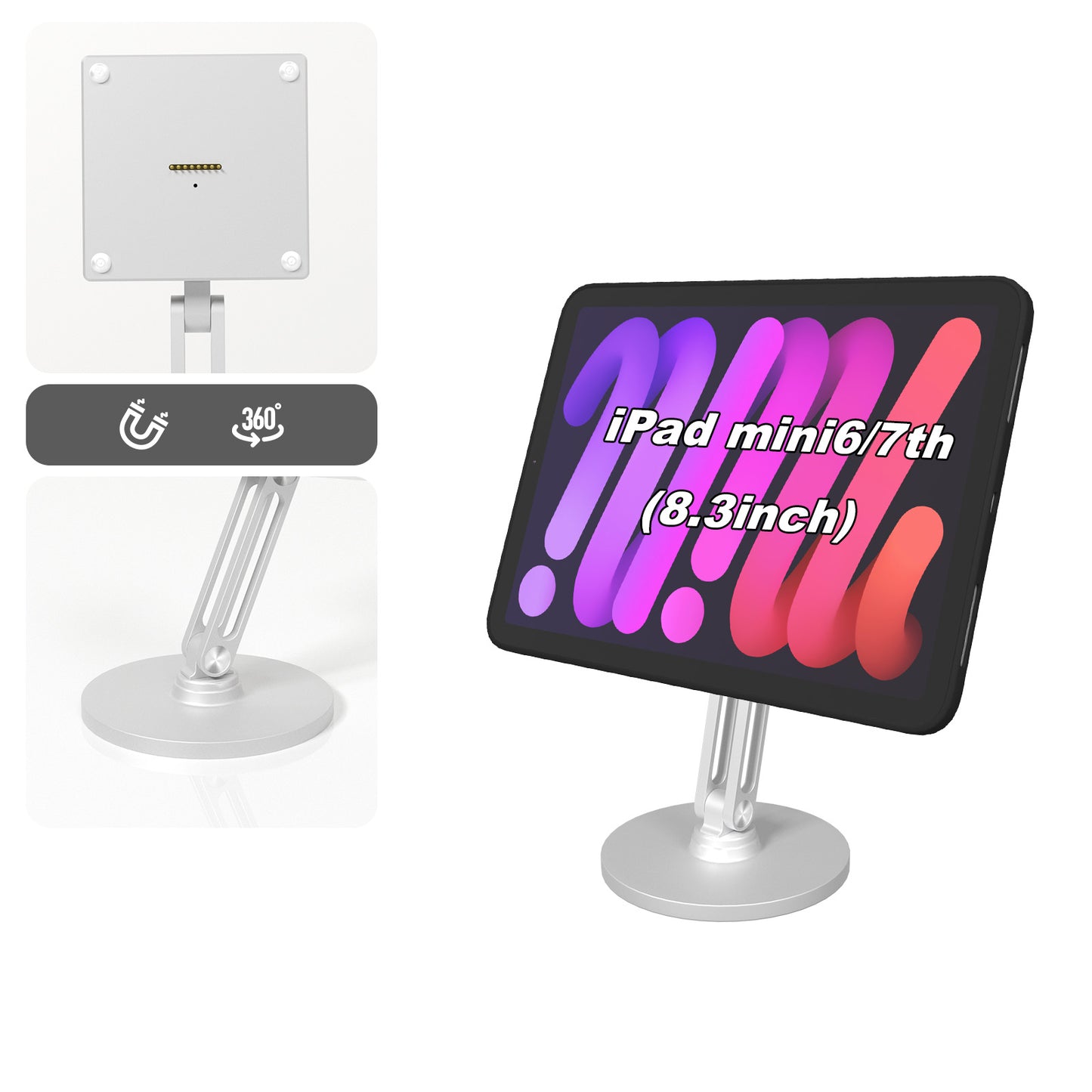 Tablet Holder with Magnetic Charging Case for iPad, 15-18W Fast Charger and Multi-Angle Adjustment 我的商店 ipad mini6/7