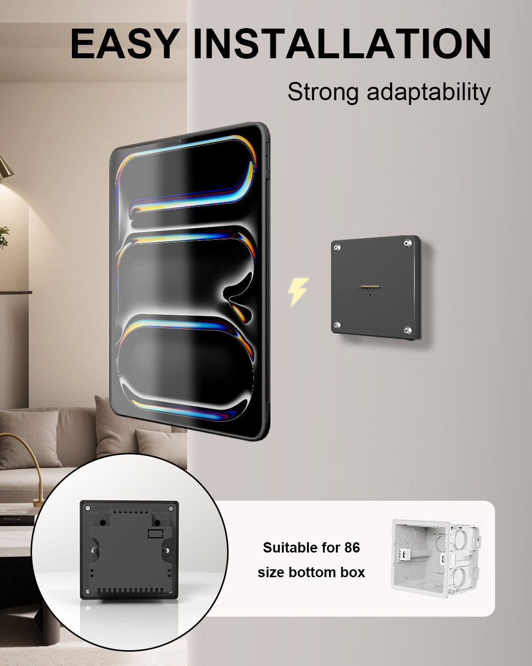 iPad wall dock, Samsung tablet wall holder, tablet wall bracket, magnetic charging dock