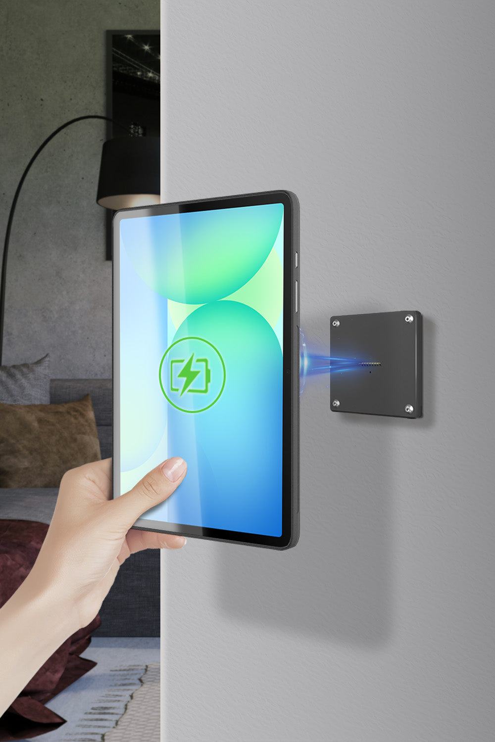 tablet charging station, magnetic tablet mount, iPad wall dock, Samsung tablet wall holder