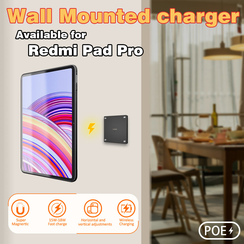 POE Wall Mount Charging for Redmi Pad Pro Wall Station Wireless Charging Office Electronics Tablet Pad Stand Zilvex