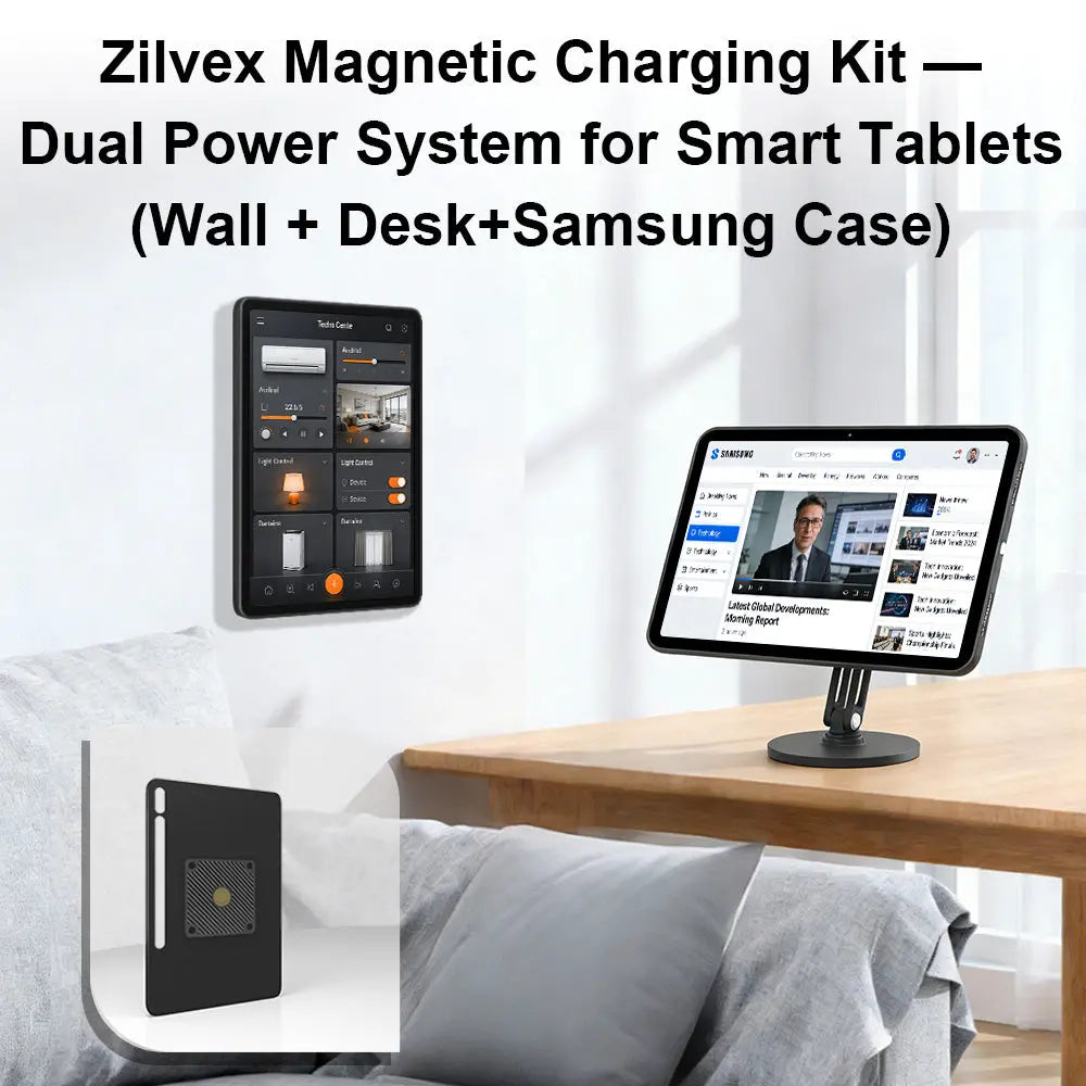 Magnetic Charging Dock Kit for Samsung Galaxy Tab丨Wall Mount AC+Desk Stand+Case Zilvex