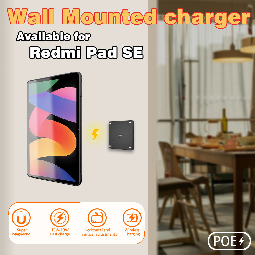 POE Wall Mount Charging for Redmi Pad SE 11inch Wall Station Wireless Charging Office Electronics Tablet Pad Stand
