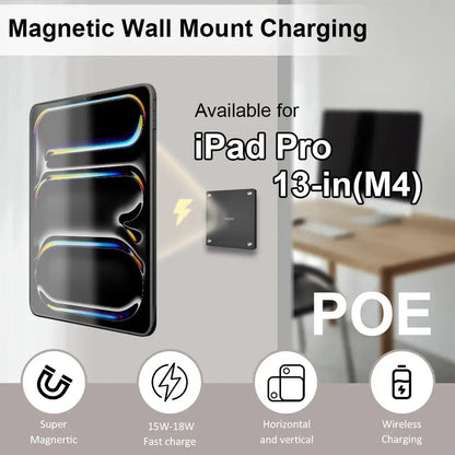 POE Zilvex Magnetic Wall Mount with Charging Case for iPad Pro 13-in.(M4) Upgraded 18W Quick Charge Strong Magnets 360 Rotation 13inch - Zilvex