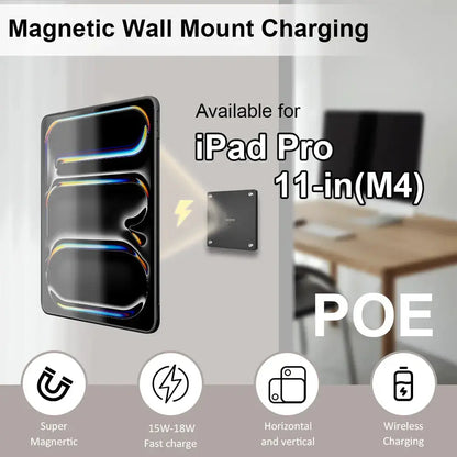 POE Zilvex Magnetic Wall Mount with Charging Case for iPad Pro 11-in.(M4) Upgraded 18W Quick Charge Strong Magnets 360 Rotation 11inch - Zilvex