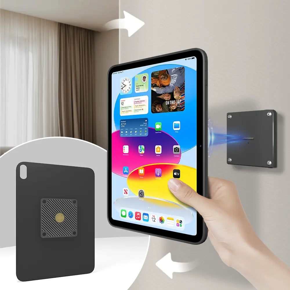 Zilvex Magnetic Wall Mount with Charging Case for iPad Upgraded 18W Quick Charge Strong Magnets 360 Rotation in-Wall - Zilvex