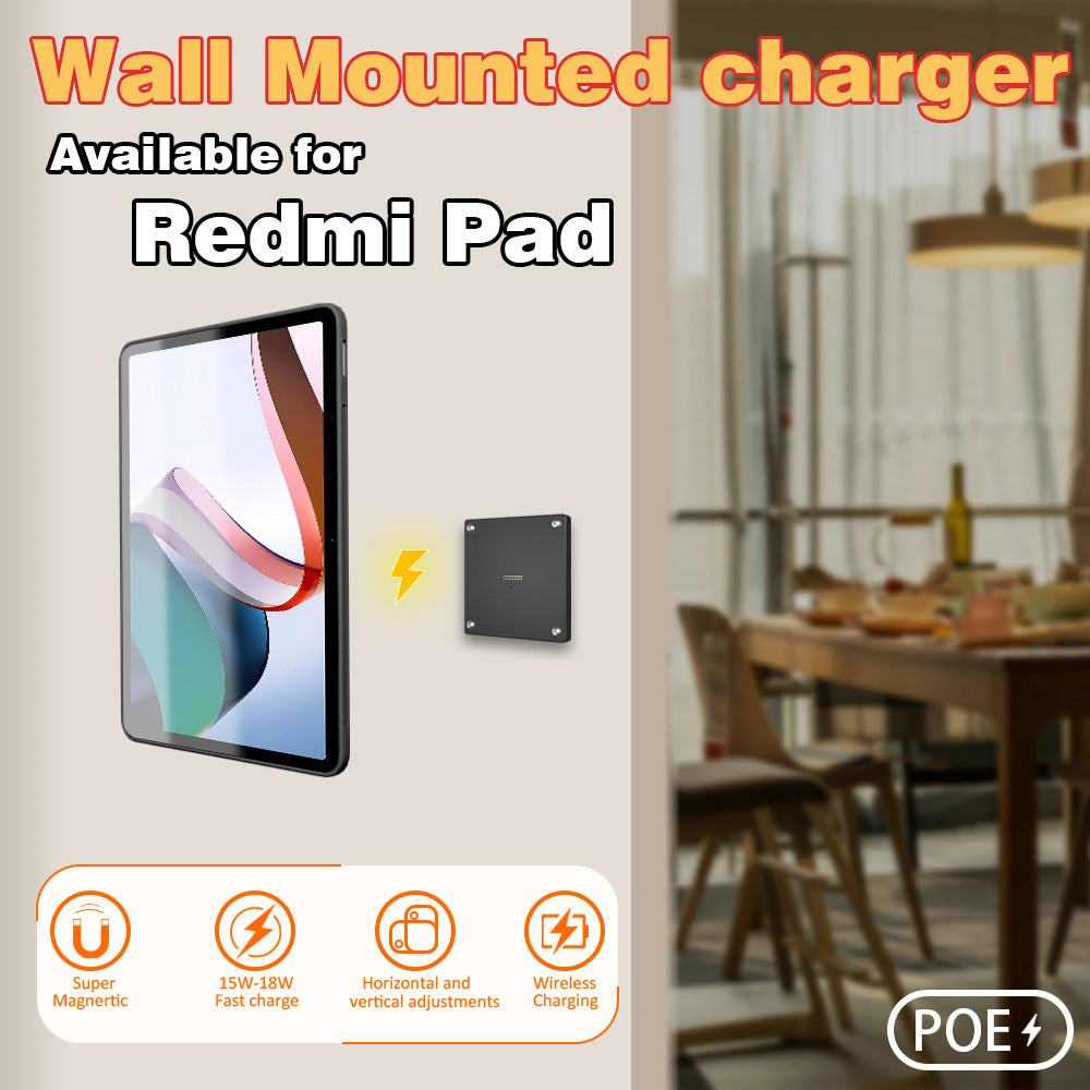 POE Wall Mount Charging for Redmi Pad Wall Station Wireless Charging Office Electronics Tablet Pad Stand Zilvex