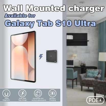 POE Tablet holder for Samsung Galaxy Tab S10 Ultra 14.6 wall charging station Magnetic wireless charging Smart Switch - Zilvex