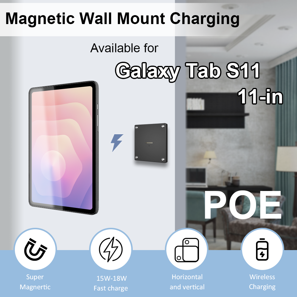 POE Tablet holder for Samsung Galaxy Tab S11-11Inch wall charging station Smart Switch Wall mounted charging