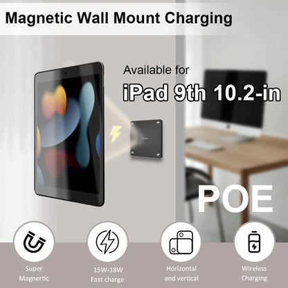 POE Magnetic Wall Mount with Charging Case for iPad 7/8/9th10.2 Inch ipad Wall Station Wireless Charging Tablet iPad Stand - Zilvex