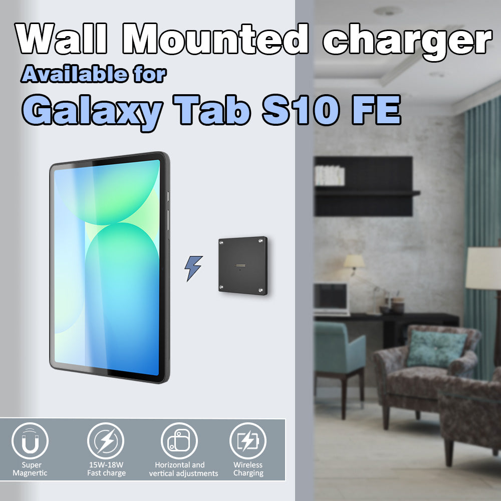 For Samsung Galaxy Tab S10FE 10.9 inch Stand Wall Mount Tablet Stand 18W Fast Charging Magnetic Wireless Rotatable