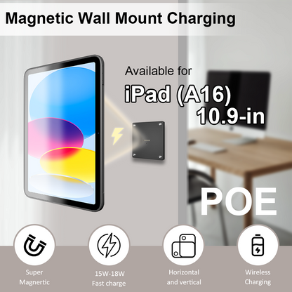 POE Zilvex Magnetic Wall Mount with Charging Case for iPad 10 Upgraded 18W Quick Charge Strong Magnets 360 Rotation 10.9inch