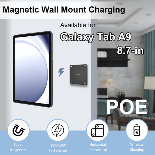 POE Wall Mount Charger for Samsung Galaxy A9  Magnetic Stand, 18W Fast Wireless Charging Dock, Smart Home/Office