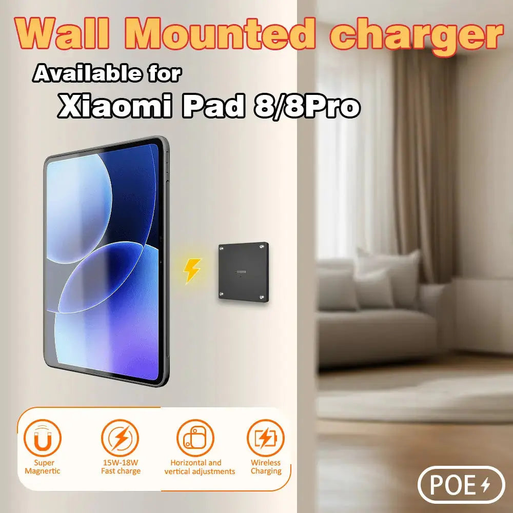 POE Wall Mount Charging for Xiaomi Pad 8/8 Pro 11.2inch Wall Station Wireless Charging Office Electronics Tablet Pad Stand Zilvex Zilvex