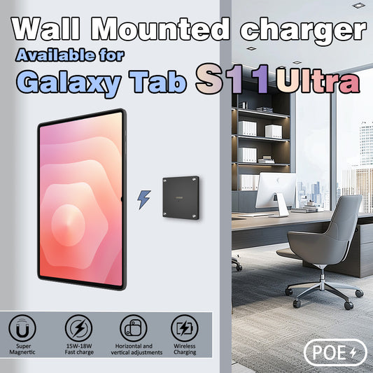 POE Tablet holder for Samsung Galaxy Tab S11 Ultra 14.6 wall charging station Magnetic wireless charging Smart Switch