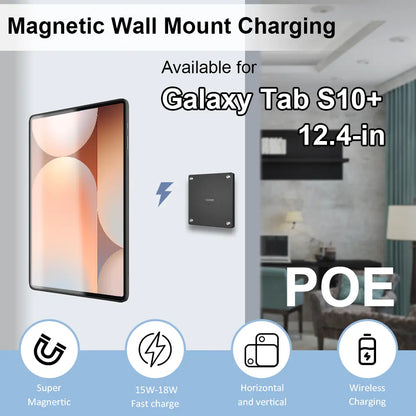 POE Magnetic Wall Mount with Charging Tablet holder for Samsung Galaxy Tab S10 Plus 12.4 wall charging station smart home - Zilvex