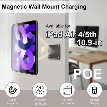 POE Zilvex Magnetic Wall Mount with Charging Case for iPad Air 4/5th Upgraded 18W Quick Charge Strong Magnets 360 Rotation 10.9inch - Zilvex