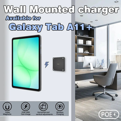 POE For Samsung Galaxy Tab A11+ 11 inch Stand, Wall Mount A11 Plus Tablet Stand 18W Fast Charging Magnetic Wireless Rotatable