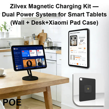Magnetic Charging Dock Kit for Xiaomi Pad丨Wall Mount POE+Desk Stand+Case (Xiaomi/Redmi) Zilvex