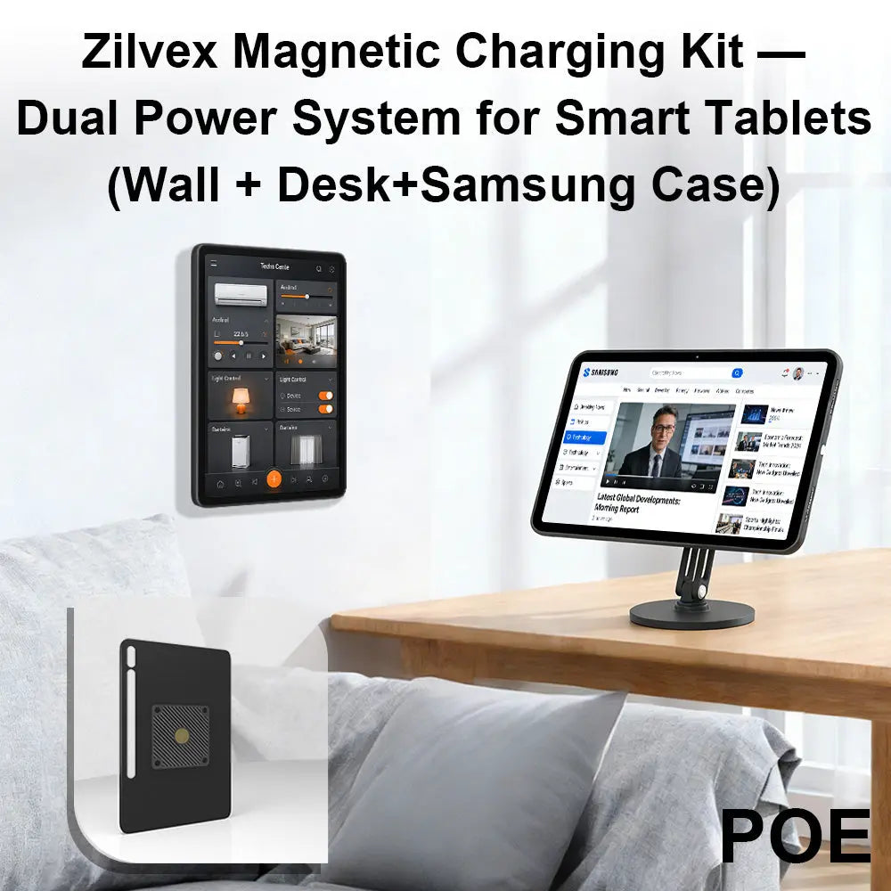 Magnetic Charging Dock Kit for Samsung丨Wall Mount POE+Desk Stand+Case Zilvex
