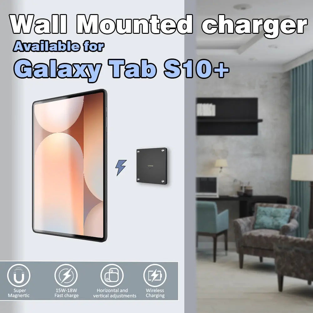 Tablet holder for Samsung Galaxy Tab S10 Plus 12.4 wall charging station smart home  Magnetic wireless charging ipad holder - Zilvex