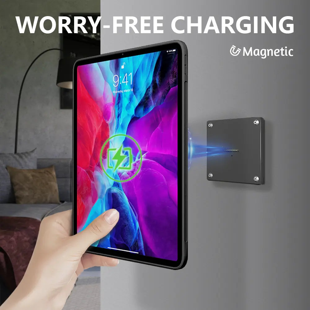 Magnetic Wall Mount with Charging Case 18W Fast Charging Magnetic Wireless Aluminum Rotatable Design for ipad Pro 11 Inch stand - Zilvex