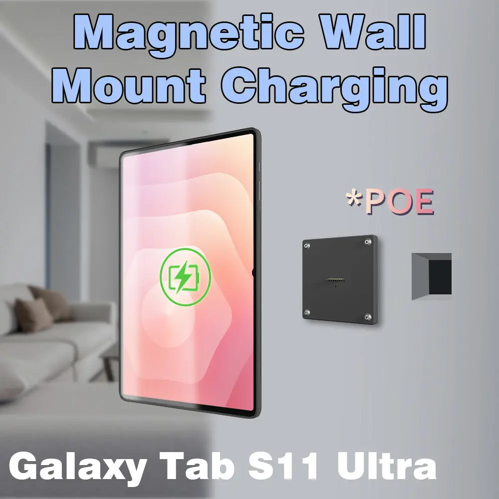 POE Tablet holder for Samsung Galaxy Tab S11 Ultra 14.6 wall charging station Magnetic wireless charging Smart Switch - Zilvex
