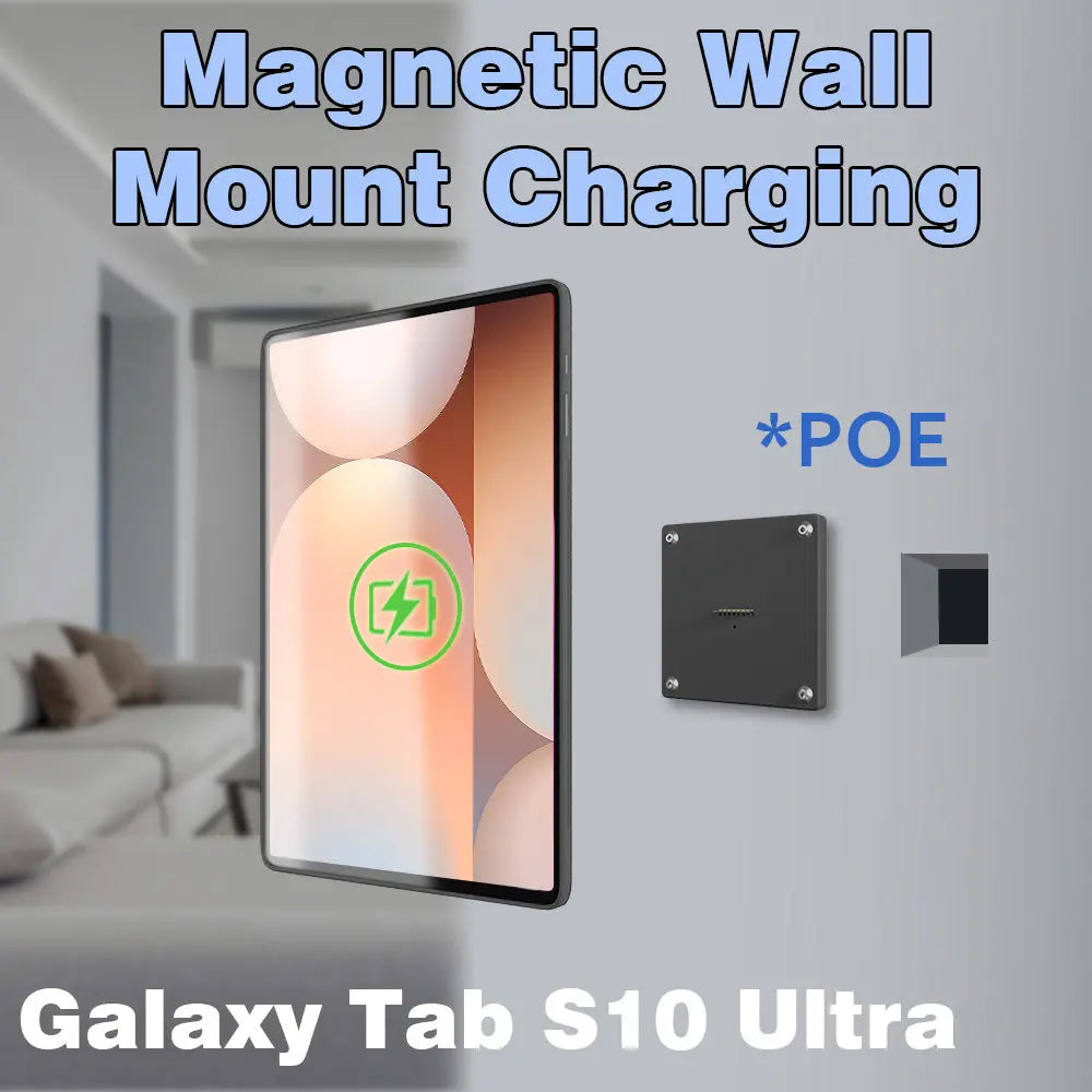 POE Tablet holder for Samsung Galaxy Tab S10 Ultra 14.6 wall charging station Magnetic wireless charging Smart Switch - Zilvex