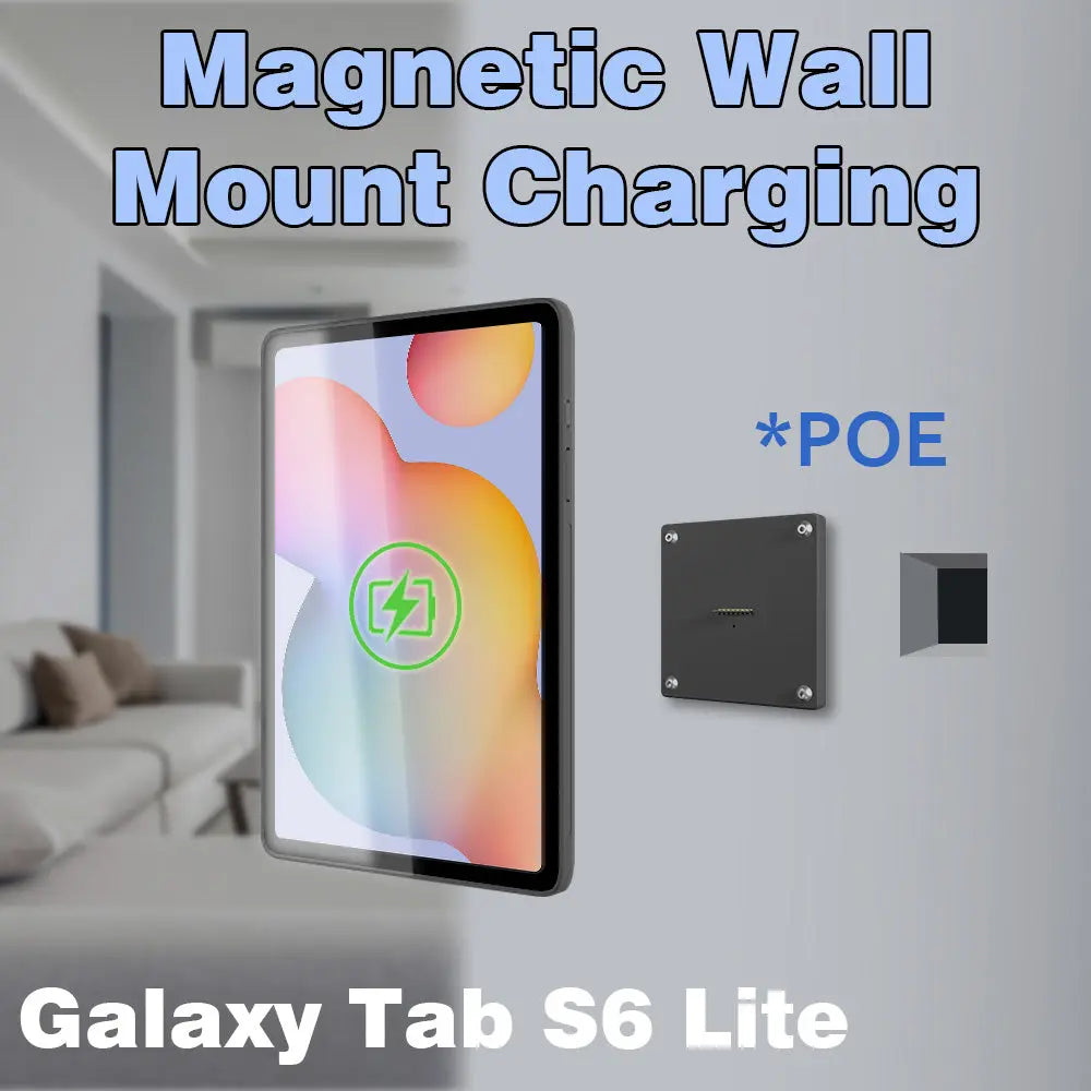 POE Wall Mount Charger for Samsung Galaxy S6 Lite  Magnetic Stand, 18W Fast Wireless Charging Dock, Smart Home/Office - Zilvex