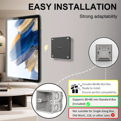 Wall Mount Tablet holder for Samsung Galaxy Tab A8 10.5 wall charging station  Magnetic wireless charging  smart home