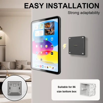 Zilvex Magnetic Wall Mount with Charging Case for iPad Upgraded 18W Quick Charge Strong Magnets 360 Rotation in-Wall - Zilvex
