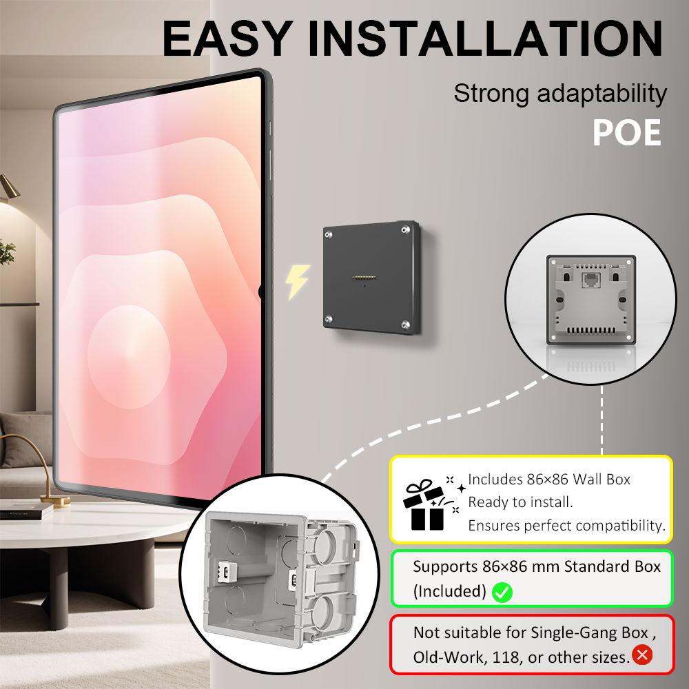 POE Tablet holder for Samsung Galaxy Tab S11 Ultra 14.6 wall charging station Magnetic wireless charging Smart Switch Zilvex