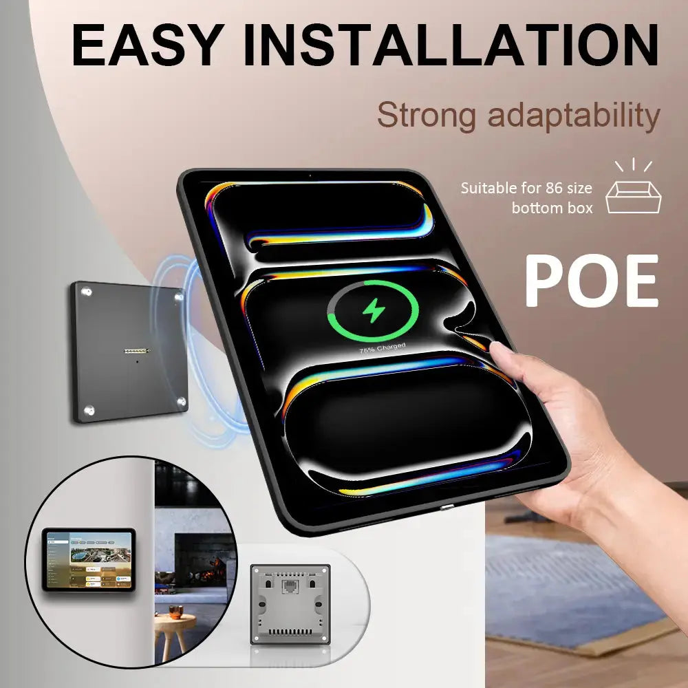 POE Zilvex Magnetic Wall Mount with Charging Case for iPad Pro 13-in.(M4) Upgraded 18W Quick Charge Strong Magnets 360 Rotation 13inch - Zilvex
