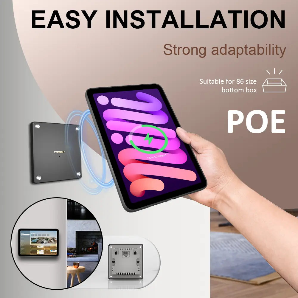 POE Wall Mount Magnetic Stand  Wireless Charging System Adhesive Magnetic switchfor ipad mini6/7 emonita 8.3 Inch   ipad holder - Zilvex