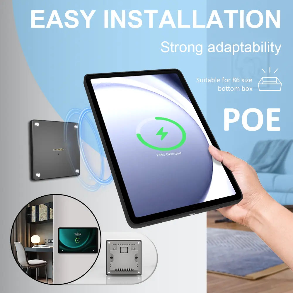 POE Wall Mount Charger for Samsung Galaxy A9  Magnetic Stand, 18W Fast Wireless Charging Dock, Smart Home/Office - Zilvex