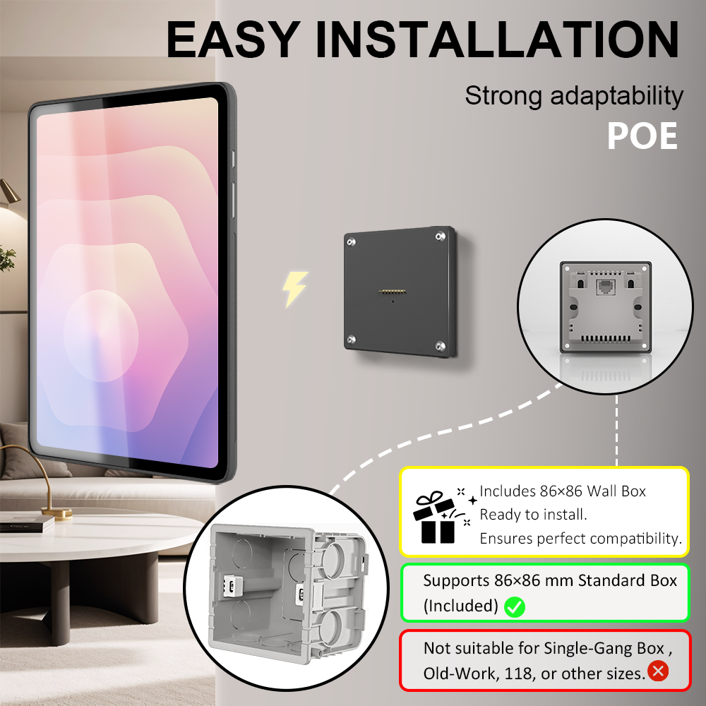 POE Tablet holder for Samsung Galaxy Tab S11-11Inch wall charging station Smart Switch Wall mounted charging Zilvex