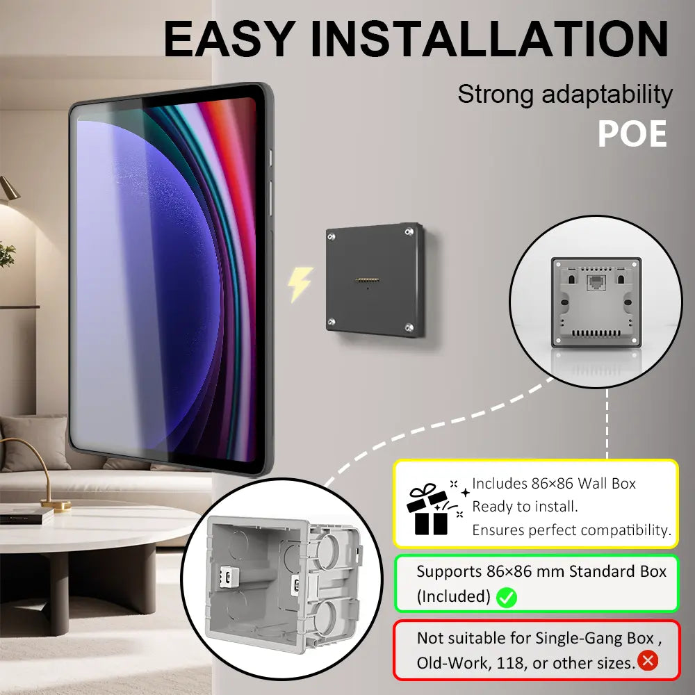POE Magnetic Wall Mount with Charging Tablet holder for Samsung Galaxy Tab S9 Plus 12.4 wall charging station smart home